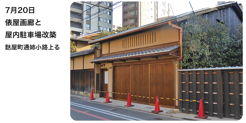 7月20日 俵屋画廊と屋内駐車場改築	 麩屋町通姉小路上る